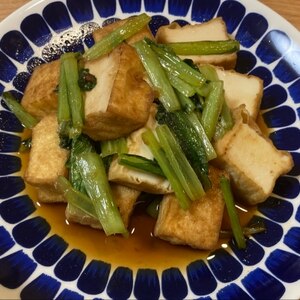 小松菜と厚揚の生姜炒め
